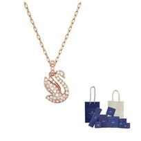 Swarovski Swan Necklaces Womens S-Original Brand Box And Bag rožinio aukso spalvos