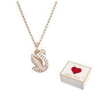 Swarovski Swan Necklaces Womens S-white gift box rožinio aukso spalvos