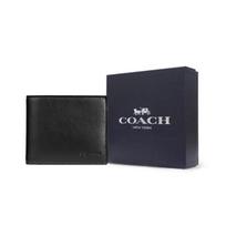 COACH 3-in-1 piniginė iš lygios veršio odos, vyriška, juoda One Size juoda