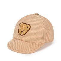 Baby Korean-style cartoon bear autumn and winter baseball caps for boys and girls, soft brim windproof children's baseball caps 6-24M chaki