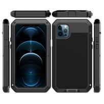 Tvirtos apsaugos šarvai Metalinis aliuminio dėklas, skirtas iPhone 16 15 14 13 12 mini 11 Pro 7 8 Plus XS Max XR SE 16e Atsparus smūgiams dangtelis For iPhone 8 juoda