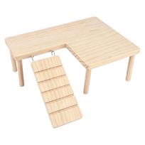 Wooden Hamster Platform with Two Levels Ladder and Hideout House for Small Pets Habitat Enrichment and Play Structure One Size
