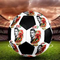 C Ronaldo salės futbolo kamuolys Spalvingas Mašininio siuvimo PVC Dydis 5 Komandinėms treniruotėms, varžyboms Paruoštas Patvarus Aukšto atšokimo Šauni sporto dovana white