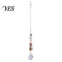 Cat Shaped Pendant Chime Natural Crystal Sun Catcher Wind Chime, Seahorse Fish & Mini House Pendants, Hanging Window Decoration Rainbow Maker A