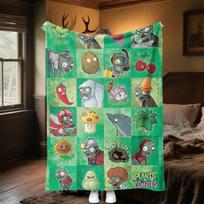 Plants Vs Zombies Plush Blanket Soft Comfortable All Seasons Suitable Sofa Office Nap Travel Festive Gift 80cm x 120cm