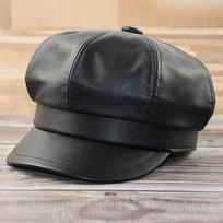 54-62cm Big Head Plus Size 8 Panels Newsboy Caps for Women PU Leather Cabbie Painter Hat Gatsby Ivy Beret Octagonal Cap XS 54cm