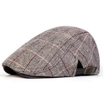 Vyriškos Retro Herringbone Tinklelio Newsboy Kepurės Britų Tapytojų Kepurės Šoninis Sagtukas Reguliuojama Plokščia Kepurė Hip Hop Beretės tamsiai pilka spalva