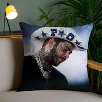 P-Post M-Malone Pillow Case Home Dorm Chair Back Short Plush Double-Sided Printing Office Nap Time Cushion Cover Peach skin 18*18(CM)-1Pcs