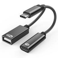 Compatible for USB-C Digital Audio Adapter Multi-function 2-in-1 PD 10W Charging + OTG Support Tinned Copper Wire Model JQ093