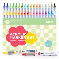 Arrtx Acrylic 36 Direct Ink Brush Pen Water Acrylic Paint Suitable for and Markers, Colors, Type, Style, Resistant, Pens, Glass, Wood, Stone, beige