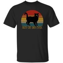 Best Cat Dad Ever T-Shirt gift Retro black cat Cat dad Unisex Tee Black Navy Dar 2XL