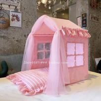 Cute Princess Pet House Washable Dog or Cat Bed for Small Breeds All-Season Cozy Shelter for Puppie Cotton Cushion Pet Furniture (as the picture,30x40Cm)