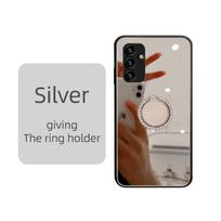 Luxury Makeup Mirror Ring Stand Holder Acrylic Hard Case for Samsung Galaxy Note 20 / Note 20 Ultra Slim Soft TPU Bumper case Opp Bag&For Samsung Galaxy Note 20 6.7" sidabras