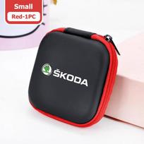 ygtvd3 For Skoda Portable Car Earphone Headphone Earbuds Bag Case Storage Box Accessories S Kodiaq Octavia 2 3 Yeti Karoq Rapid Fabia