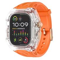 Transparent Modification Kit For Apple Watch Ultra 9 8 7 49mm 44mm 45mm Strap+Case For iWatch Series 6 5 4 Rubber Band Refit Mod 44mm-Series 6 5 4 SE