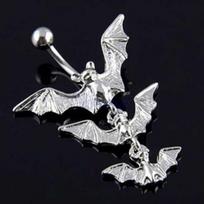Punk Flying Bats Dangle Barbell Pilvo sagos žiedas Bambos žiedas Kūno auskarų vėrimas