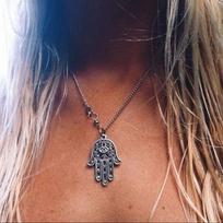 Pasirinkimas Sėkmės apsauga Hamsa simbolis Fatima Hand Evil Eye pakabukas grandinės karoliai (Dydis: 1)