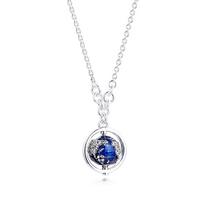 Interstellar Blue Earth Necklace for Women 925 Sterling Silver 50CM Chain Necklaces Pendants Fine Jewelry Gift