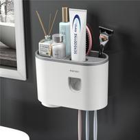 Dantų šepetėlio laikiklis Automatinis dantų pastos dozatorius, magnetinė adsorbcija, apverstas puodelio laikymo stovas Vonios kambario priedai 1 cup gray