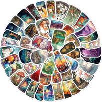 50 vnt Animacinių filmų pasaulis butelyje lipdukai Įvairūs mieli stikliniai buteliukai grafiti lipdukai Dekoratyviniai vinilo meno lipdukai, atsparūs vandeniui
