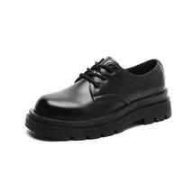 2024 Increase 6cm Men Derby Shoes New 2024 Man Cow Leather Lace-Up Shoes Casual Business Round Toe Loafers Black Working Shoes 38 juoda