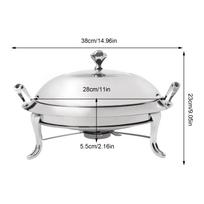 Apvalus nerūdijančio plieno chafingas, skirtas bufetui, vakarėliui, maisto patiekimui, maisto šildytuvai sidabras
