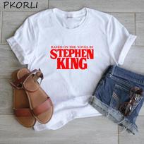 Based on A Novel By Stephen King T Shirt Women Harajuku Retro Clothing Tumblr Horror T-Shirt Funny Letter Print Cotton Tee Shirt S