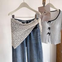 Vasaros nėrinių bandana šalikas korėjietiško stiliaus trikampė kaklaskarė, boho juosmens diržas mergaitėms, kaimo fotosesijos aksesuarai gray