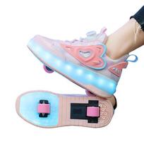 Children's Eight-Wheel LED Light-Up Roller Skates Chargeable Glow Walking Shoes Girls' Four-Wheel Inline Skates Kids' Fun Shoes 29