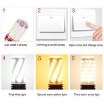 Led kukurūzų lemputė trijų spalvų šviesa E27 E14 mažas varžtas 12W 14W 16W 18W kukurūzų šviesos žvakių lemputė buitinė liustra E27 12W