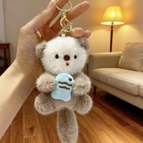 Mielas ūdrų pliušinis raktų pakabukas: Lėlė-žuvies apkabinėja ornamentas Standard Keychain (15cm) šviesiai ruda spalva