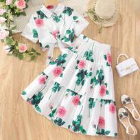 New Style Big Girl Short Sleeve Lapel Flower Print + Skirt Suit Dropshipping 10Y balta