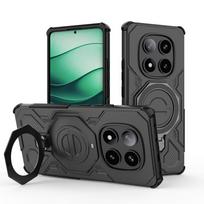 Xiaomi Redmi Note 14 Pro 4G magnetinio žiedo dėklas 360° besisukantis [Karinio lygio apsauga nuo kritimo] + Metalinė plokštelė MagSafe telefono dėklui juoda