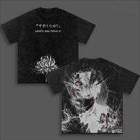 Tokyo Ghoul Ken Kaneki T Shirt Anime Vintage Washed Oversized T-shirt Men Women Clothing Cotton Tees Tops S black