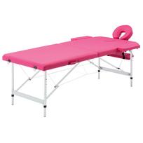 Foldable 2 Zone Massage Table with Aluminum Frame Pink