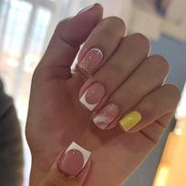 Minimalist White Tip French Press-On Nails With Glitter Accents Wearable Nail Tips Gel Adhesive Jelly Options Adhesive Type