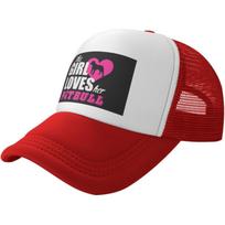 Girl Loves Pitbull Graphic Trucker Hat Breathable Mesh Adjustable Snapback Cap Unisex XS（old）