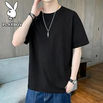 PLAYBOY Men's Pure Cotton Crew Neck T-Shirt XL juoda