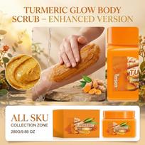 Turmeric Body Glow Scrub Natural Exfoliating Cream with Turmeric Extract and Moisturizing Ingredients for Smooth Skin 200g One Size geltona