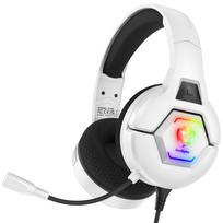 Over-ear Wired Gaming Headset with RGB Light Noise Cancelling Stereo Sound Button Control for PS5 3.5 mm&S100-White balta