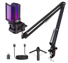 ZealSound USB Condenser Microphone Gaming Microphone PC Microphone Set with RGB Plug Mute Ideal for Live Web and Game Compatible with Lights, & Play,