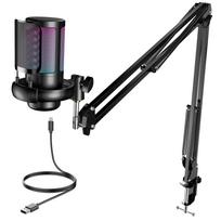 TKGOU USB Gaming PC Condenser Microphone with Mute RGB Volume Plug for Game Live Compatible with Microphone, Button, Unidirectional, Lighting,