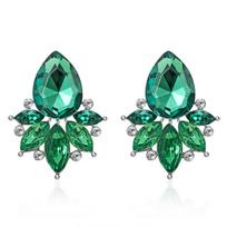 Fashion Classic Full Crystal Waterdrop Leaf Stud Earrings For Women Men Elegant Dainty Rhinestone Flower Earring Wedding Jewelry