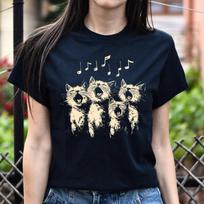 Singing cats Unisex T-Shirt gift silly cat besties Music teacher tee black navy S
