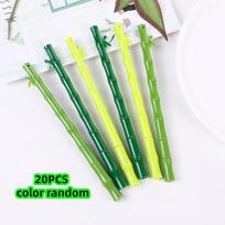 20-Pack of Black Gel Pens with Random Colors, Bamboo-Shaped, Cute and Fresh Design for Students, Desktop Office Supplies, Needle-Tip Signature Pens,