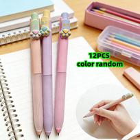 12-Pack of Black Gel Pens with Random Colors, Cat Paw Design, Retractable, High-Quality, Long Grip, Suitable for Students, Great for Writing, Perfec