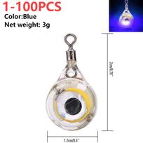 1-100PCS Mini Fishing Lure Light LED Luminous Attracting Fish Light Deep Drop Underwater Eye Shape Fishing Squid Fishing Bait 1PCS tamsiai mėlyna spalva