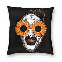 Horror Clown Movie Art Terrifier Pillowcase Double-Sided Printing Fabric Cushion Cover Decor Throw Pillow Case Cover Home Zipper Peach skin 18*18(CM)-1Pcs