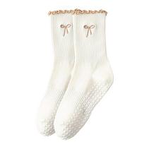 Professional Non-Slip Grip Pilates Socks Cotton High-elastic Mid Tube Socks Sweat-absorbent Casual Yoga Socks for Women One Size