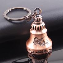 Vintage Small Bell Keychain Phoenix Cameo Pattern Key Ring Bag Ornament Gift